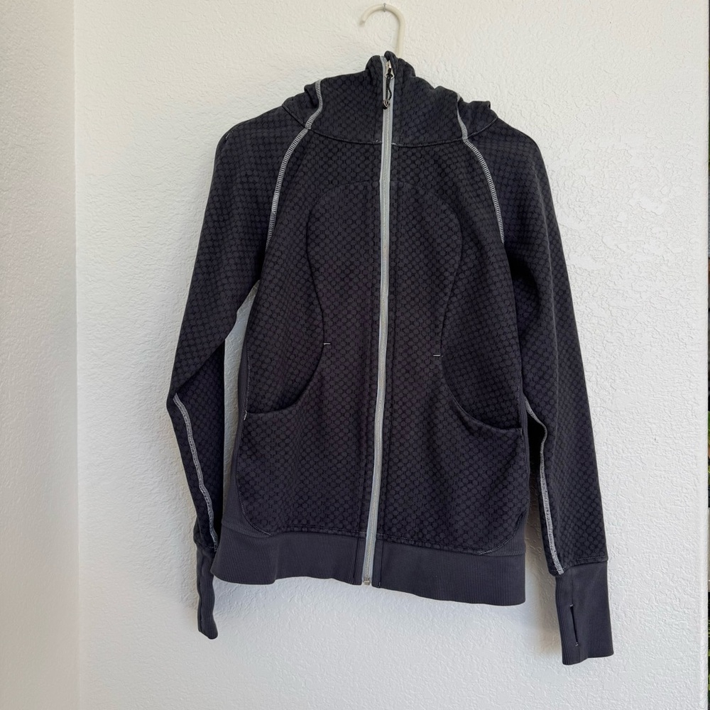 Lulu Lemon Black/gray Textured Zip-Up Hoodie